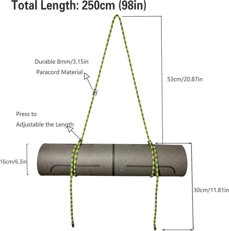 DAOSUN Yoga Mat Strap - 8MM Adjustable Paracord Carrier for Carrying Yoga Mats, Camping Pads & Blankets (Strap Only) - Image 3